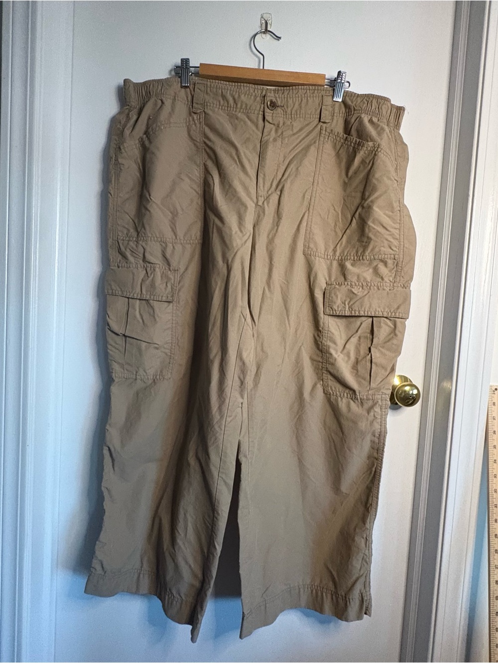 Old Navy Sz 2X Tan Cargo Wide Leg Pants Button Zip Pockets Y2K Preppy Hiking